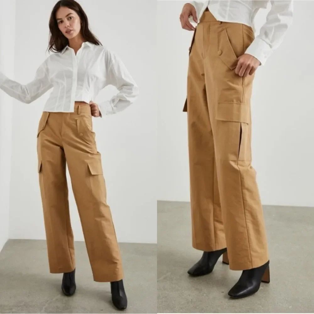 NEW $258 Rails Daley Cotton & Linen Cargo Pants In Camel